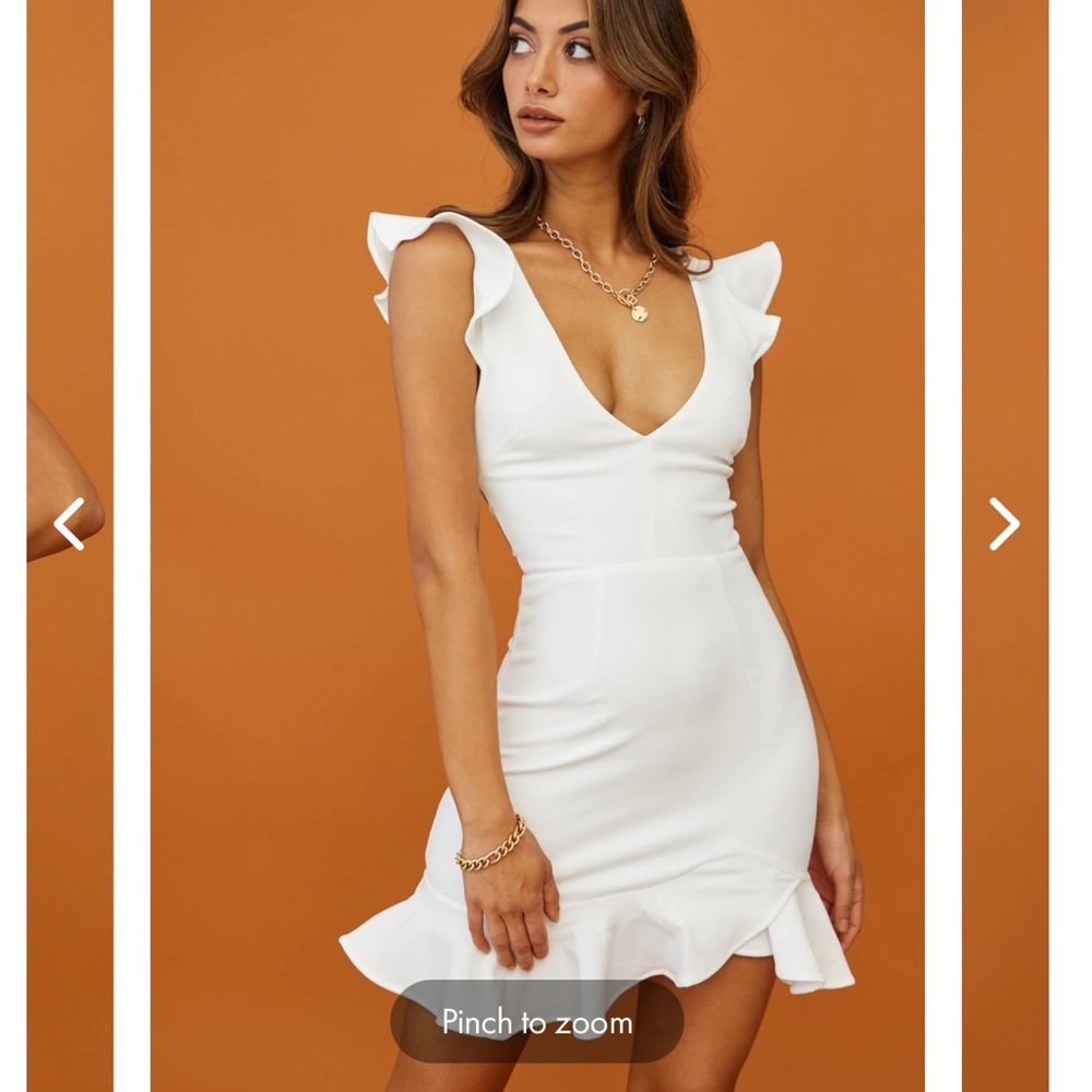NWT - Selfie Leslie - TAKE NOTE FRILL DRESS WHITE